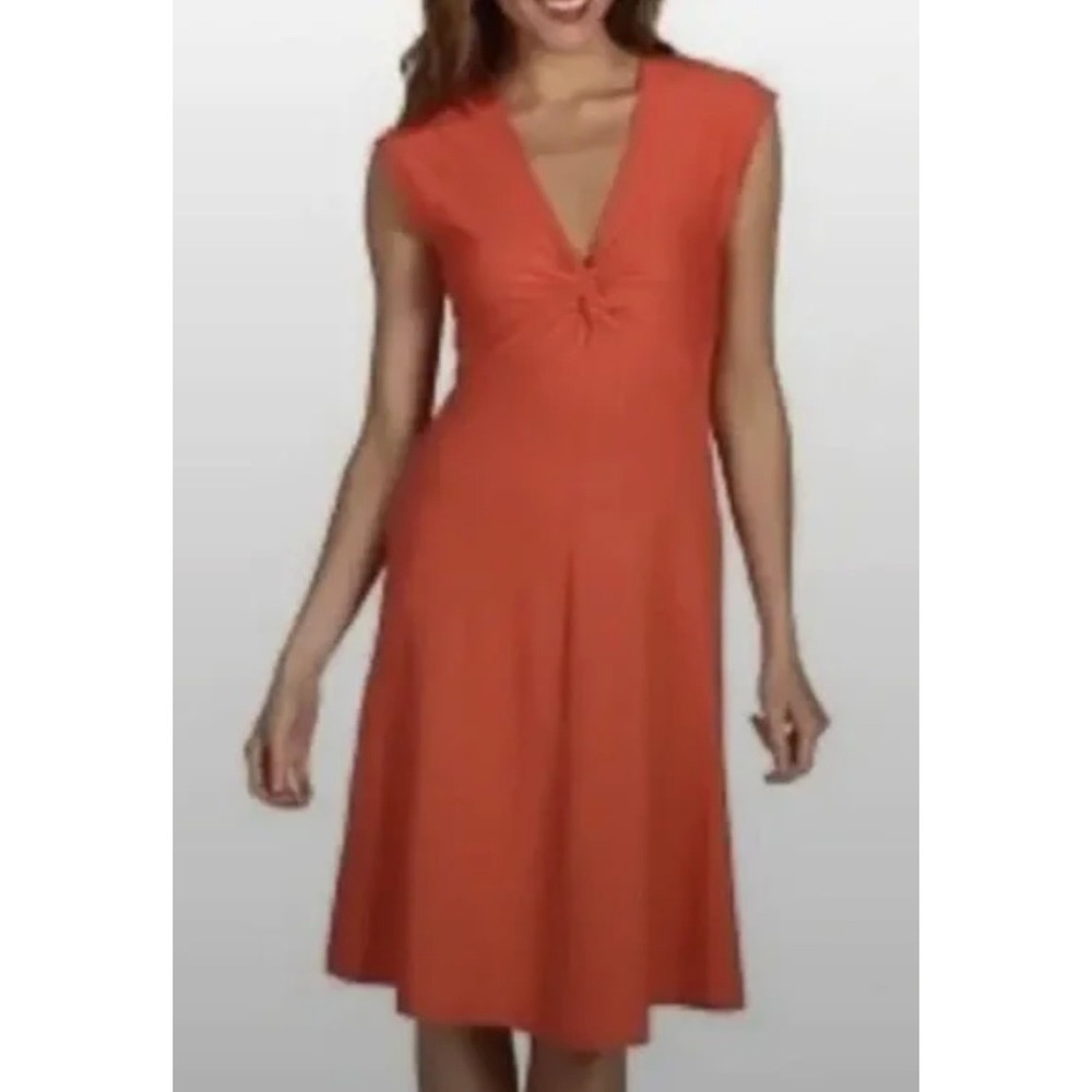 Patagonia Seabrook Bandha‎ Twist Front Fit & Flare Dress Coral Large 58729 $79